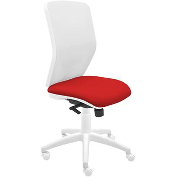 Silla De Oficina Ergonómica Keempat - Malla Blanca. Tapizado Rojo