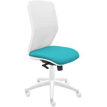 Silla De Oficina Ergonómica Keempat - Malla Blanca. Tapizado Turquesa