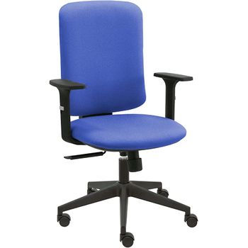 Silla De Oficina Eve Negra Con Reposabrazos - Tapizado Azul Claro