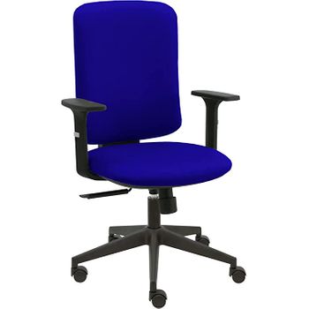 Silla De Oficina Eve Negra Con Reposabrazos - Tapizado Azul Oscuro