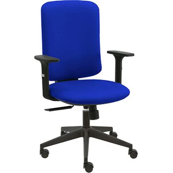 Silla De Oficina Eve Negra Con Reposabrazos - Tapizado Azul