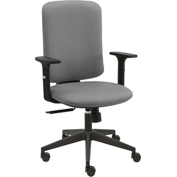 Silla De Oficina Eve Negra Con Reposabrazos - Tapizado Gris