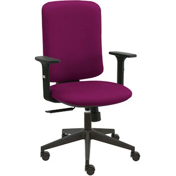 Silla De Oficina Eve Negra Con Reposabrazos - Tapizado Magenta