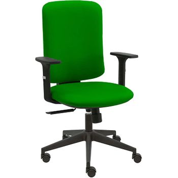 Silla De Oficina Eve Negra Con Reposabrazos - Tapizado Verde