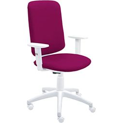 Silla De Oficina Eve Blanca Con Reposabrazos - Tapizado Magenta