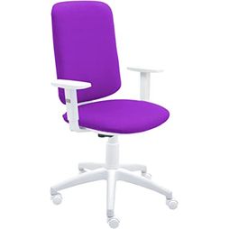 Silla De Oficina Eve Blanca Con Reposabrazos - Tapizado Morado