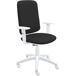 Silla De Oficina Eve Blanca Con Reposabrazos - Tapizado Negro