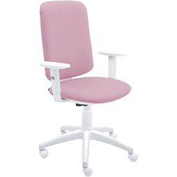 Silla De Oficina Eve Blanca Con Reposabrazos - Tapizado Rosa Palo