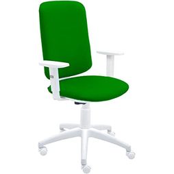 Silla De Oficina Eve Blanca Con Reposabrazos - Tapizado Verde