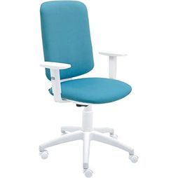 Silla De Oficina Eve Blanca Con Reposabrazos - Tapizado Turquesa