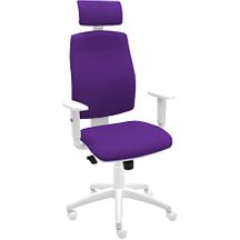 Silla De Oficina Ergonómica Job Blanca Con Cabezal Y Reposabrazos - Tapizado Berenjena