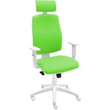 Silla De Oficina Ergonómica Job Blanca Con Cabezal Y Reposabrazos - Tapizado Pistacho