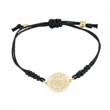 Pulsera Macramé Insignia Profesional De Biología En Plata De Ley 925 Bañada En Oro De 18k