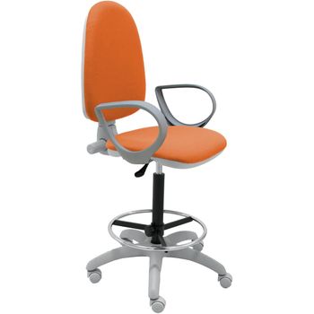 Taburete Giratorio Torino Gris Con Reposabrazos - Tapizado Naranja