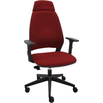 Silla De Oficina Ergonómica 4u Tapizada Con Cabezal Y Reposabrazos - Tapizado Burdeos