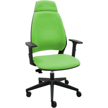 Silla De Oficina Ergonómica 4u Tapizada Con Cabezal Y Reposabrazos - Tapizado Pistacho