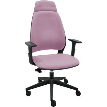 Silla De Oficina Ergonómica 4u Tapizada Con Cabezal Y Reposabrazos - Tapizado Rosa