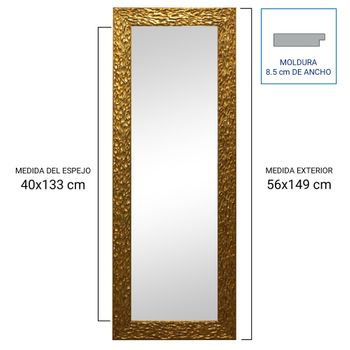 Espejo Rectangular 56x149 Cm Exterior Ref. 1038 Oro Moldura 8,5 Cm