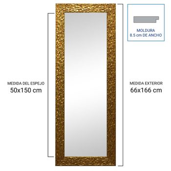 Espejo Rectangular 66x166 Cm Exterior Ref. 1038 Oro Moldura 8,5 Cm