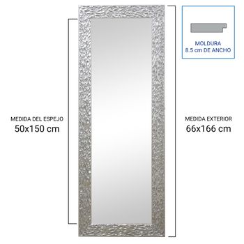 Espejo Rectangular 66x166 Cm Exterior Ref. 1038 Gris Moldura 8,5 Cm