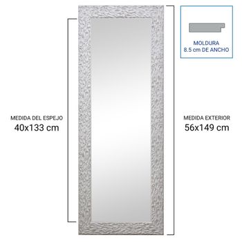 Espejo Rectangular 56x149 Cm Exterior Ref. 1038 Blanco Moldura 8,5 Cm