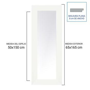 Espejo Rectangular 65x165 Cm Exterior Ref 249 Blanco Moldura 8cm