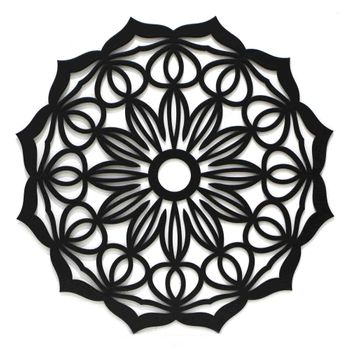 Cuadro Mandala En Madera Calada Ref.silueta M51 40x40 Cm- Negro