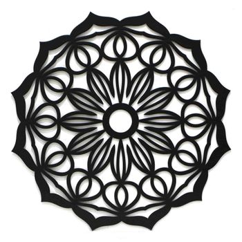 Cuadro Mandala En Madera Calada Ref.silueta M51 60x60 Cm- Negro