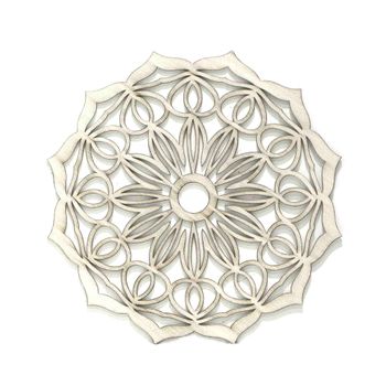 Cuadro Mandala En Madera Calada Ref.silueta M52 80x80 Cm- Blanco Reflejos Marrón