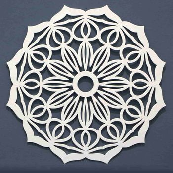 Cuadro Mandala En Madera Calada Ref.silueta M52 40x40 Cm- Blanco