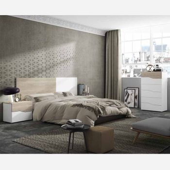 Pack Muebles Dormitorio Couple En Color Sahara Y Blanco