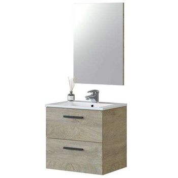 Mueble Baño Aruba Melamina Miroytengo Con Lavabo - Roble