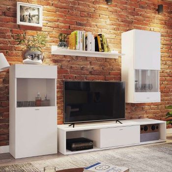 Mueble Tv De Melamina De Madera Homcom 120x40x38,5 Cm-blanco con Ofertas en  Carrefour