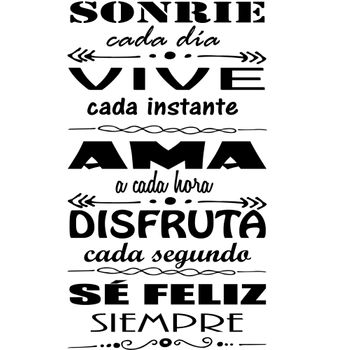 Vinilo Decorativo Pvc "sonríe Cada Día.." 60x42cm Negro