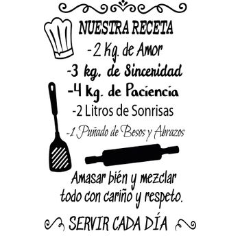 Vinilo Decorativo Pvc "nuestra Receta.." 60x42cm Negro