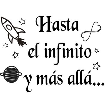 Vinilo Decorativo Pvc "hasta El Infinito Y.." 60x42cm Negro