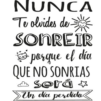 Vinilo Decorativo Pvc "nunca Te Olvides De Sonreir.." 60x42cm Negro