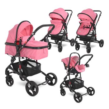 Carrito De Bebé Trío Convertible  Alba Classic Lorelli Rosado