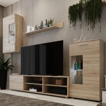 Conjunto Salón Comedor Estilo Moderno Mueble Modular Televisión Mesa Centro  Elevable Aparador con Ofertas en Carrefour