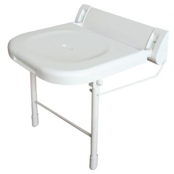 Asiento Para Ducha Abatible Con Soporte Aluminio Lacado Blanco