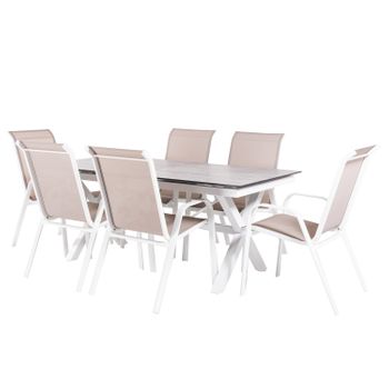 Conjunto de Terraza Plegable Metálico de 2 Sillas y Mesa Cuadrada Bistreau  Blanco Thinia Home