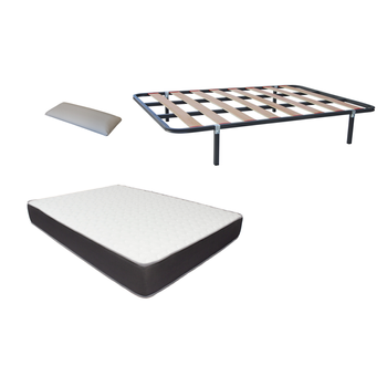 Pack Somier Eco Con Taco Antiruido (patas Incluidas)+colchon Hr Mega Confort Visco+ Almohada De Regalo 80x190