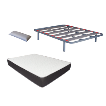 Cama De Metal Negra Con Cabecero Gris Y Somier 160x200 Cm Clamar con  Ofertas en Carrefour