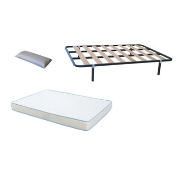 Pack Somier Eco Oferta(patas Incluidas) + Colchon Eco Oferta Blue + Almohada De Regalo 90x200