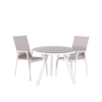 Conjunto de mesa redonda y 4 sillas de jardín Neila apilables