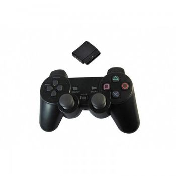 Mando Compatible Rf Negro Inalambrico Con Vibración Para Ps2 Playstation 2