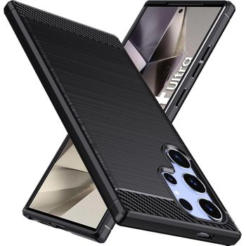 Funda Samsung Galaxy S24 Ultra (5g) Carcasa Silicona Gel Negro Fibra Carbono