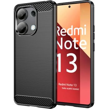Funda Xiaomi Redmi Note 13 (4g) Carcasa Silicona Gel Negro Fibra Carbono