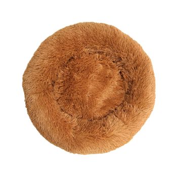 Cama Para Perros Y Gatos, Cojin Para Mascotas Rosquilla Peluche Antiestrés Camel 60cm