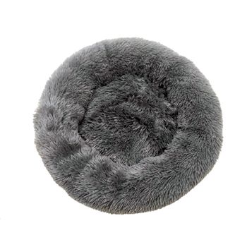 Cama Para Perros Y Gatos, Cojin Para Mascotas Rosquilla Peluche Antiestrés Gris 60cm